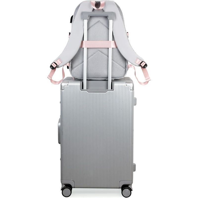 Women Fashion Travel Backpack Set Roomy Laptop Rucksack Set Casual Daypack for Girl Grey