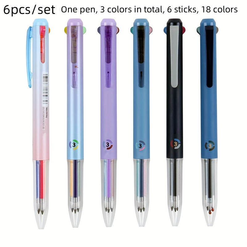 6pcs Fine Point Gel Pens 6pcs Fine Point 0.5mm Click Gel Pens