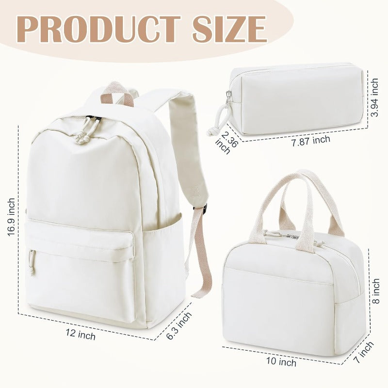 Cunno 3 Pcs School Backpack for Teen Girls Bookbags Lightweight Set with Lunch Box