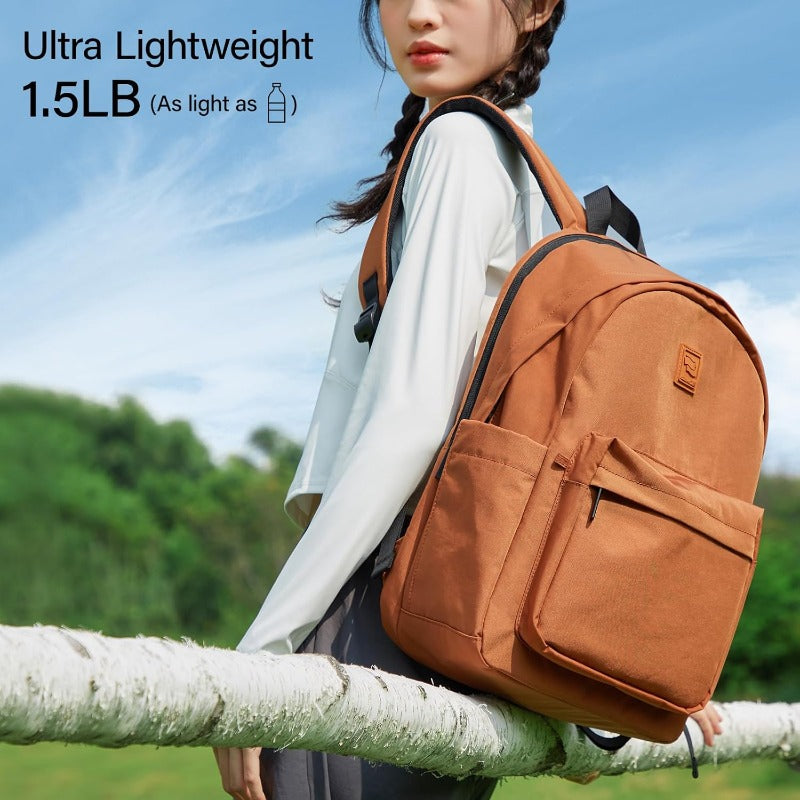 Hanke Travel Backpack for Women Men Small College Laptop Backpack Lightweight WaterResistant Work Bookbag Cute Casual Daypack for 15.6 Inch Laptop Reddish Brown