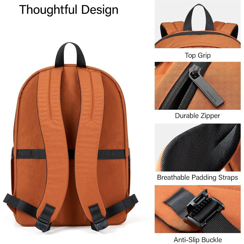 Hanke Travel Backpack for Women Men Small College Laptop Backpack Lightweight WaterResistant Work Bookbag Cute Casual Daypack for 15.6 Inch Laptop Reddish Brown