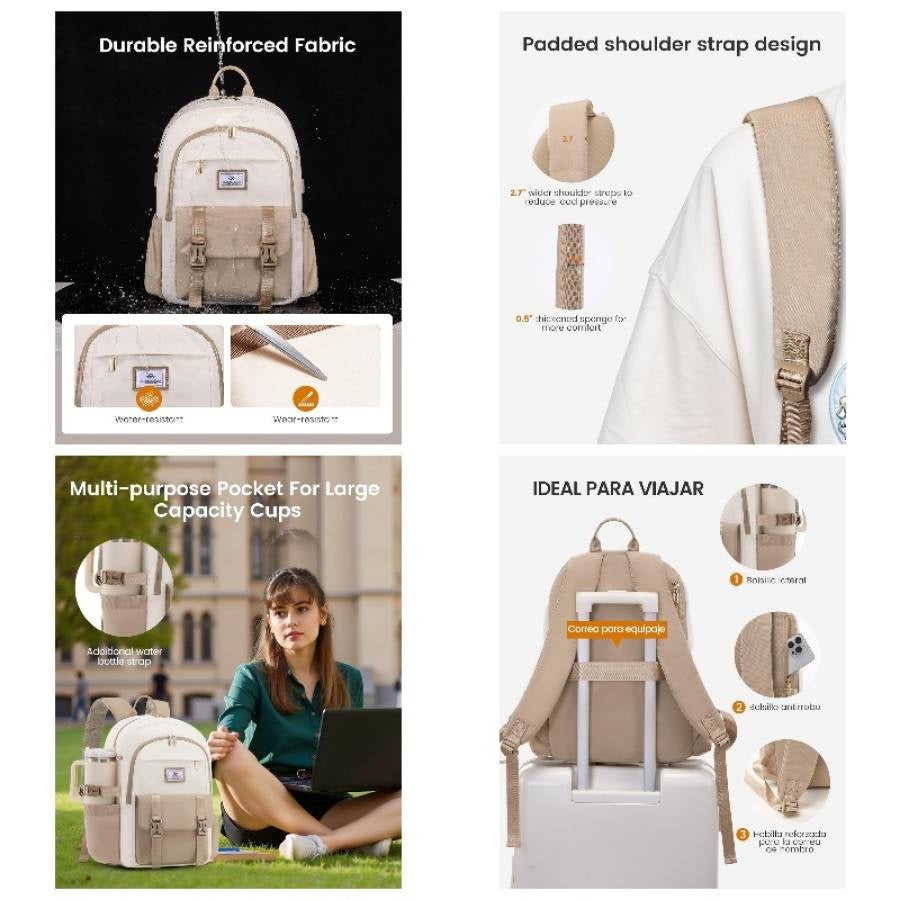 School Backpack Girls Boys, Bookbag Teen with Pouch Pocket Large Capacity Cup