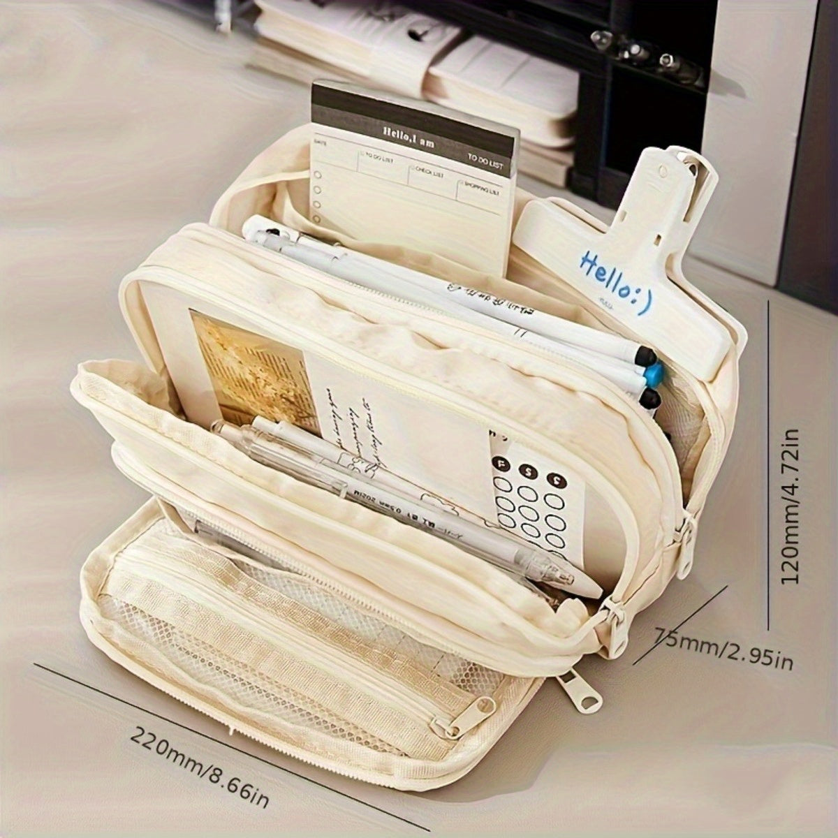 Large Capacity Oxford Cloth Pencil Case with Multiple Pockets - Durable Handheld Stationery Organizer for School