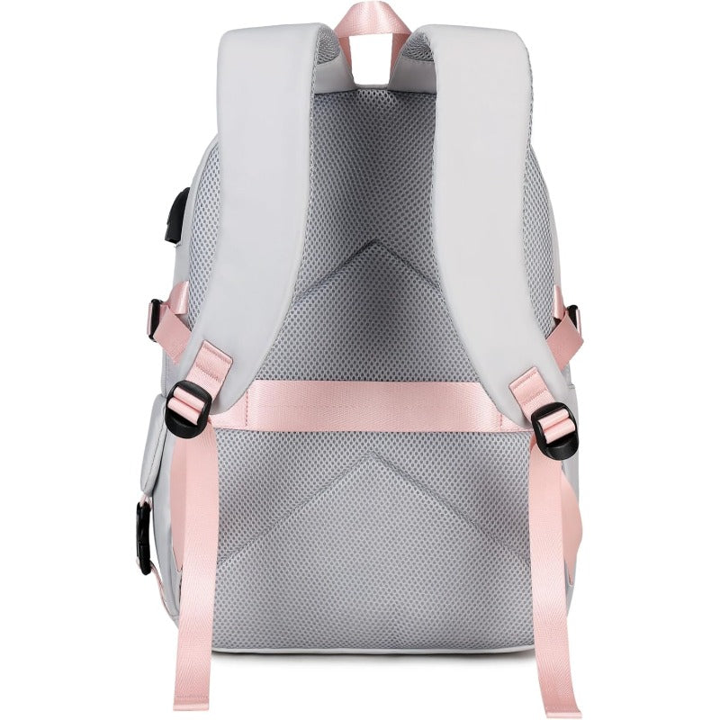 Women Fashion Travel Backpack Set Roomy Laptop Rucksack Set Casual Daypack for Girl Grey