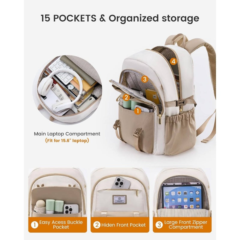 School Backpack Girls Boys, Bookbag Teen with Pouch Pocket Large Capacity Cup