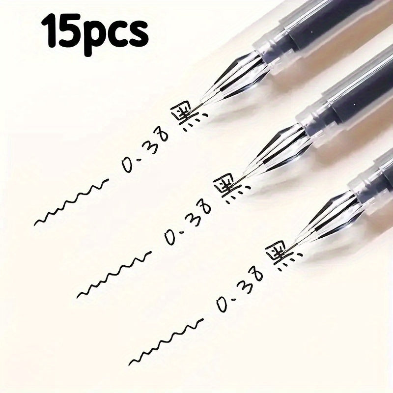 A Pack of 15 Diamond Tip Gel Pens with 0.38Mm Fine Tip, Large Capacity