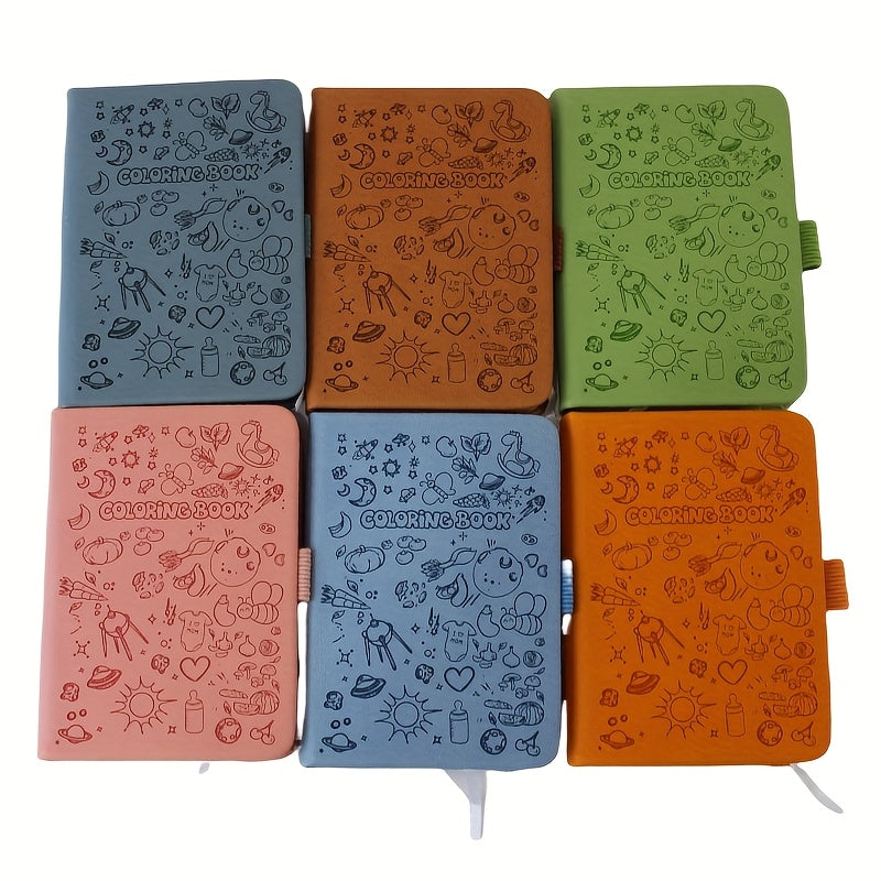 6-Pack Random Colors Cartoon-Themed Hardcover Notebooks with Elastic Closure