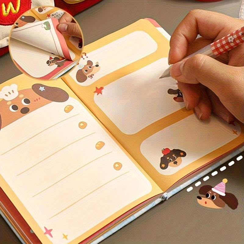 80 Sheets Cute Cartoon Dog Design A6 Notebook with Magnetic Buckle