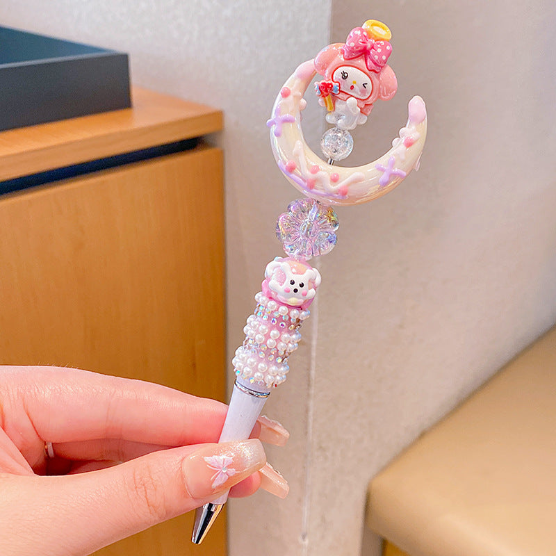 5pcs Sanrio HelloKitty Beaded pen Anime for my melody Crystal Sparkling Diamond Rotating Neutral Pen