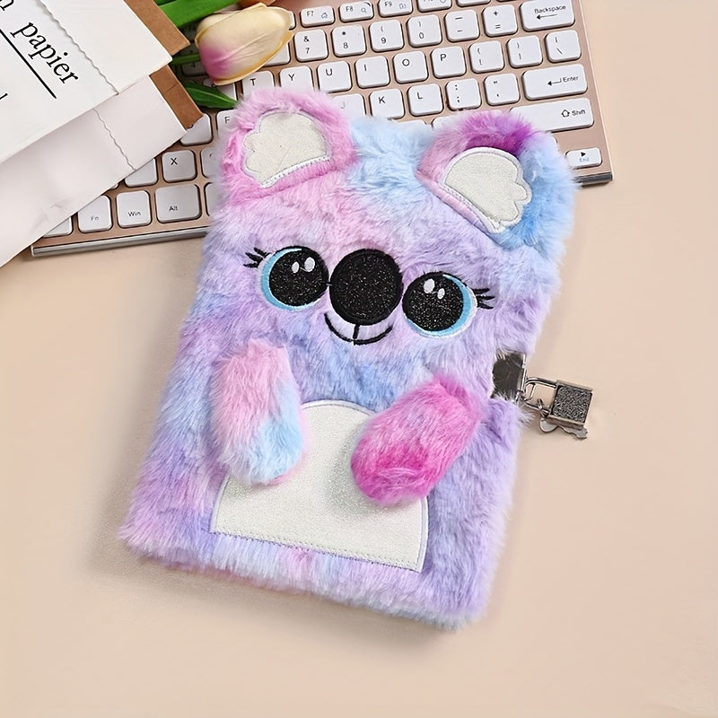 2pcs Cute colorful tie-dye unicorn notebook set, plush material diary
