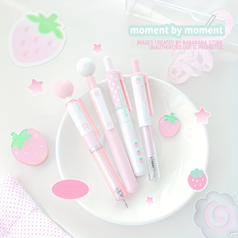 4pcs, Cute Short Cs-Nib Rotating Ball Stress-Relief Ballpoint Pen Set
