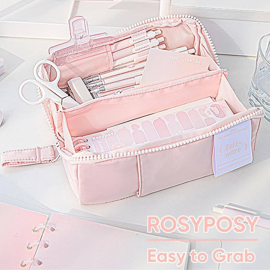 ROSYPOSY Softmore Pencil, Two Triangular Prisms Cute Pencil Bag School Girls Office, Pink