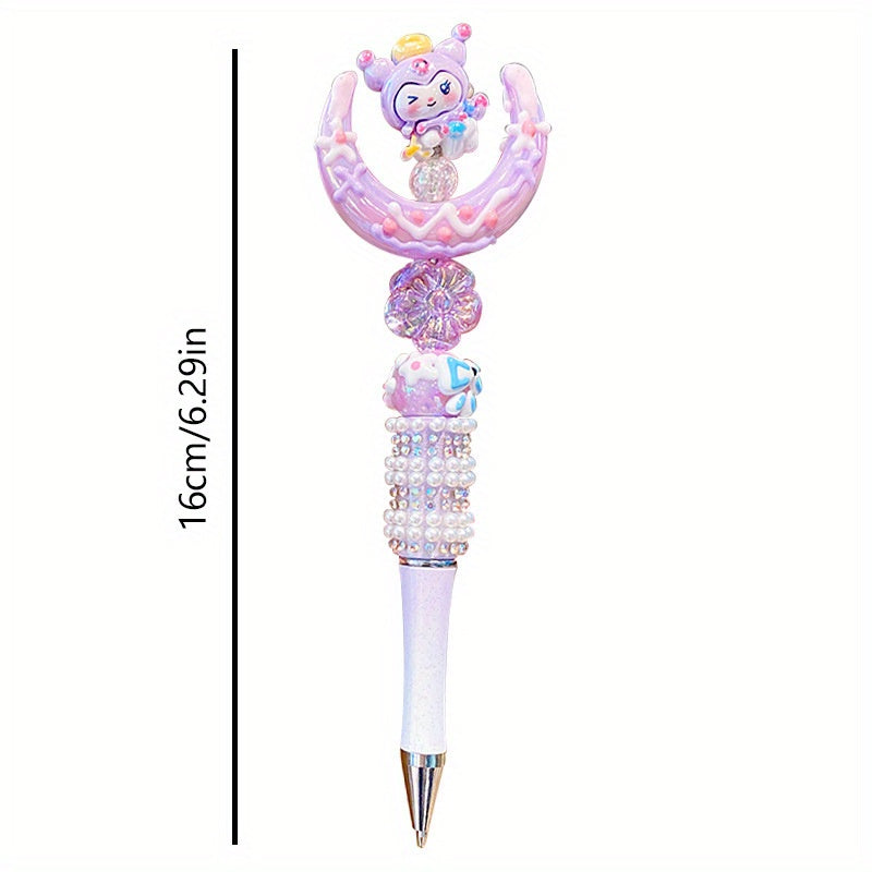 5pcs Sanrio HelloKitty Beaded pen Anime for my melody Crystal Sparkling Diamond Rotating Neutral Pen