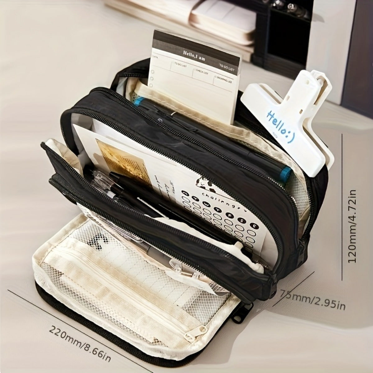 Extra-Large Pencil Case - Durable Polyester, Multi-Compartment Organizer for School & Office Supplies