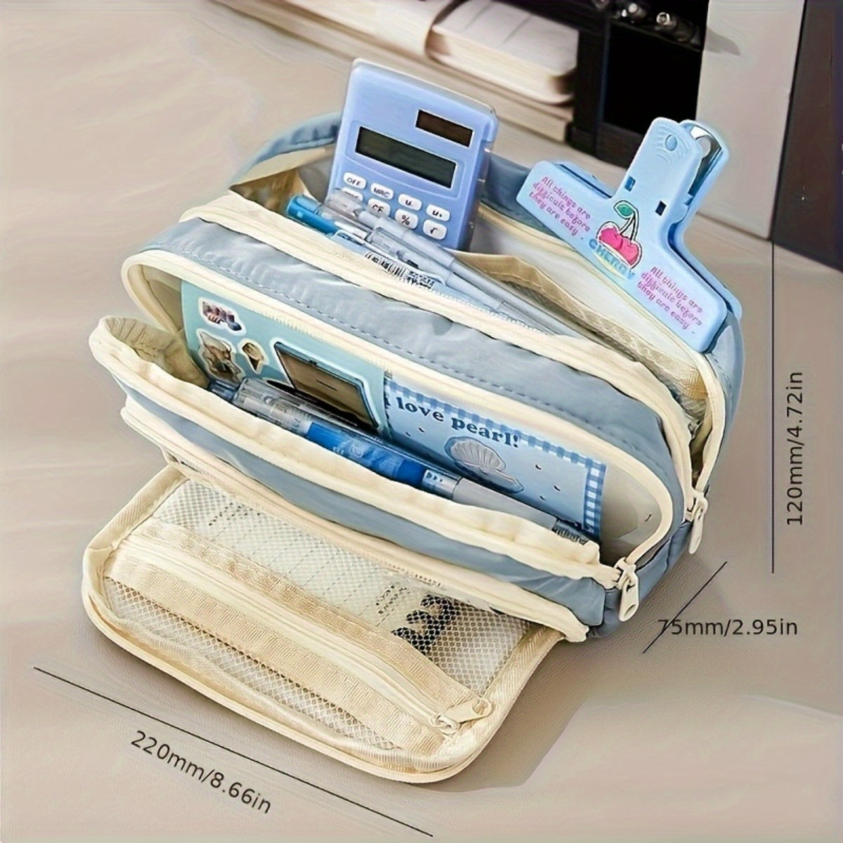 Extra-Large Pencil Case - Durable Polyester, Multi-Compartment Organizer for School & Office Supplies