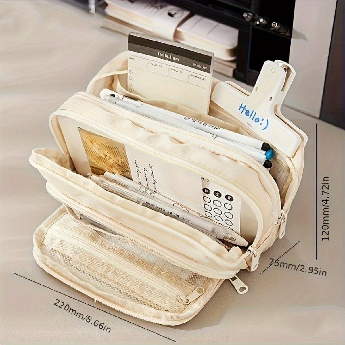 Extra-Large Pencil Case - Durable Polyester, Multi-Compartment Organizer for School & Office Supplies