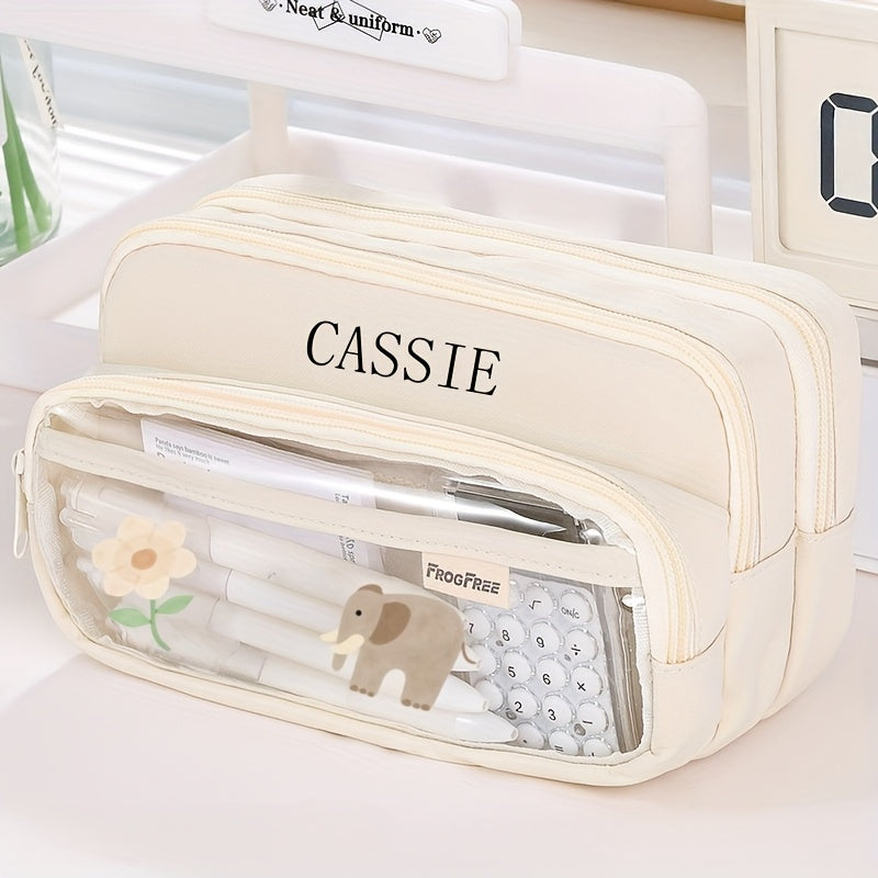 Customizable Large-Capacity Pencil Case - Durable PVC Stationery Bag with Transparent Design