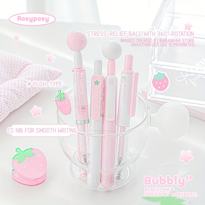 4pcs, Cute Short Cs-Nib Rotating Ball Stress-Relief Ballpoint Pen Set