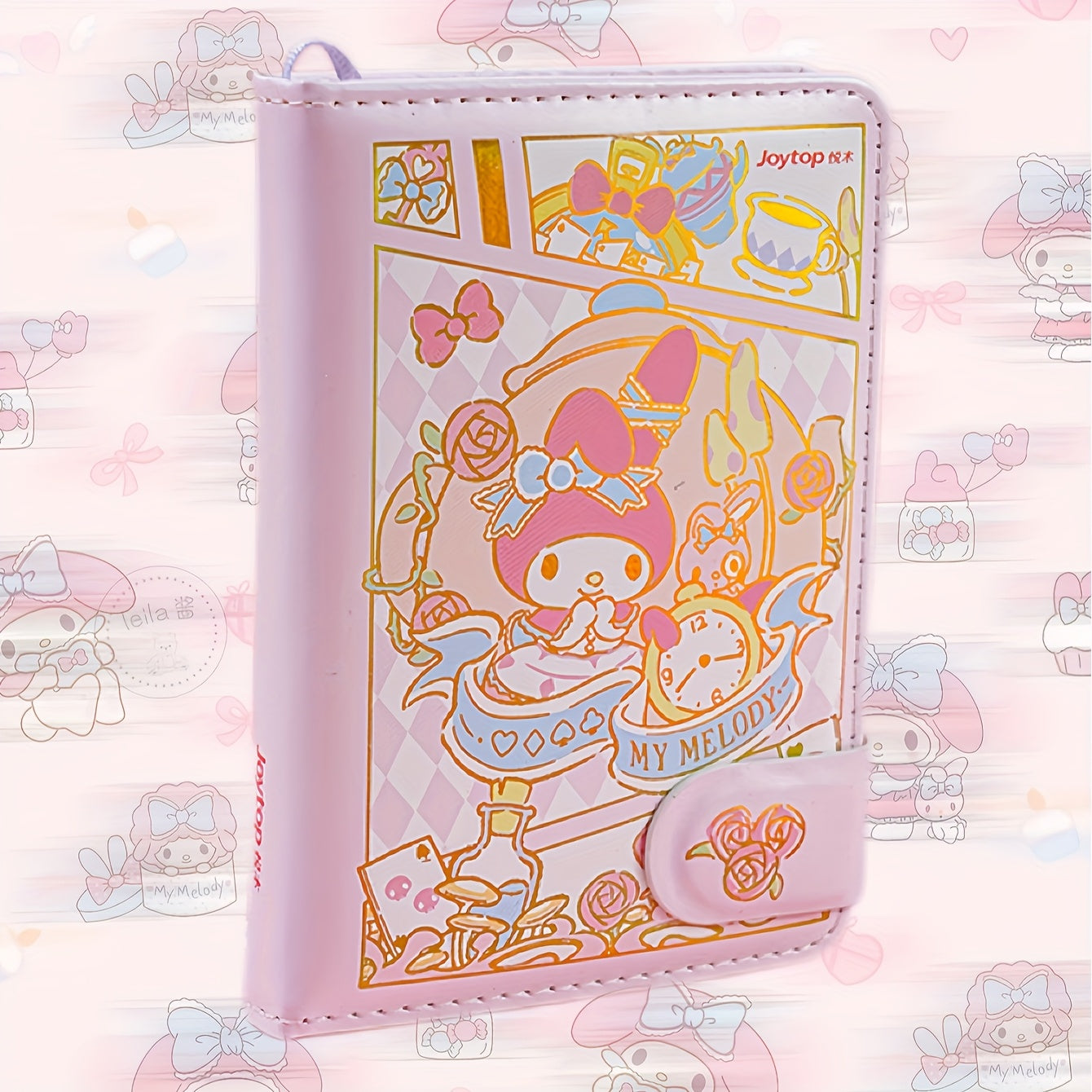 1pc A6 Magnetic Closure Notebook with Cartoon Print - Dreamy Handled Matte Journal