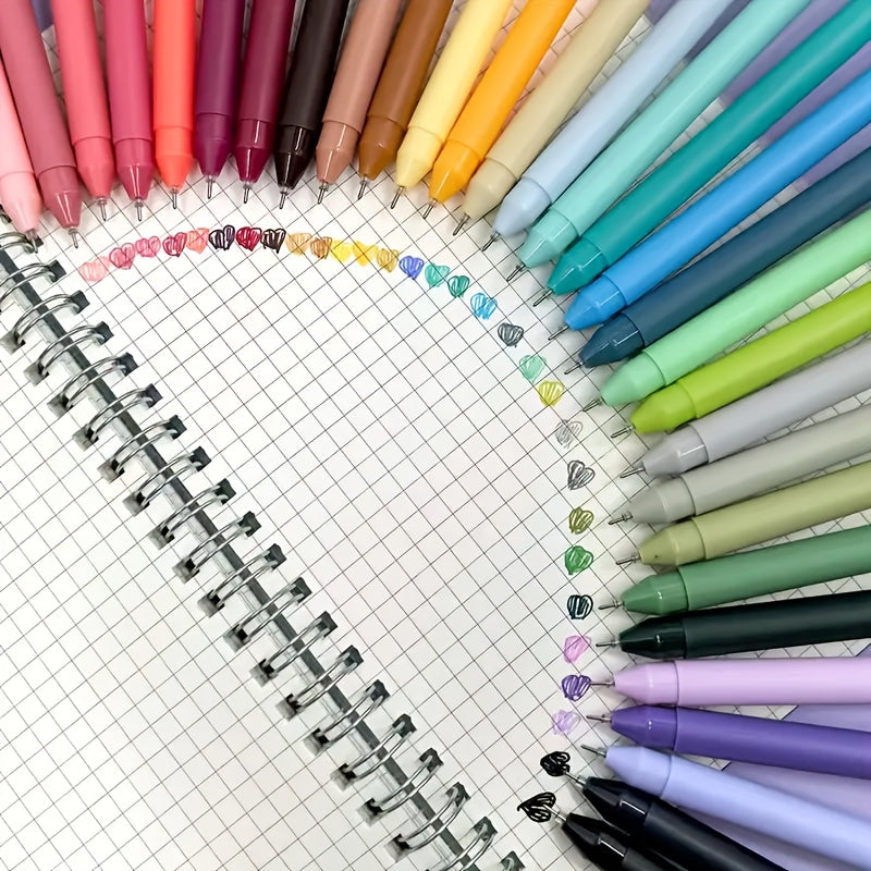30pcs Set of Colored Ink Gel Pens (6 Boxes Included), Various 0.5Mm Fine Tips