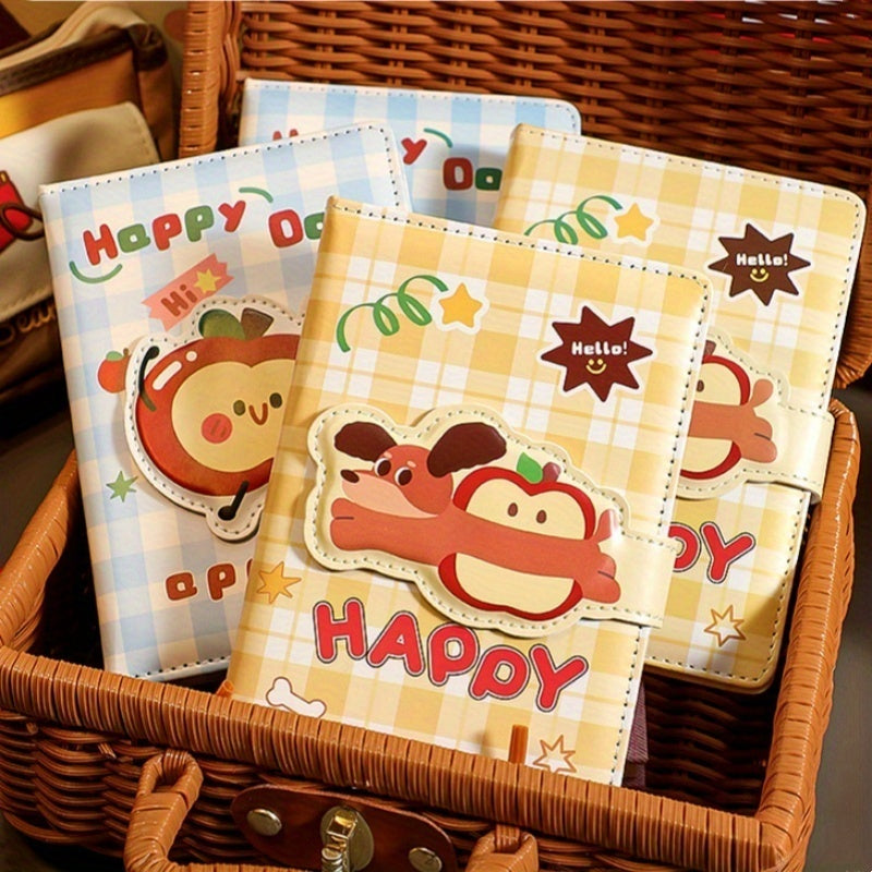 80 Sheets Cute Cartoon Dog Design A6 Notebook with Magnetic Buckle