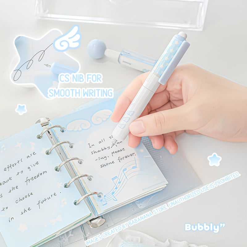 4pcs, Cute Short Cs-Nib Rotating Ball Stress-Relief Ballpoint Pen Set
