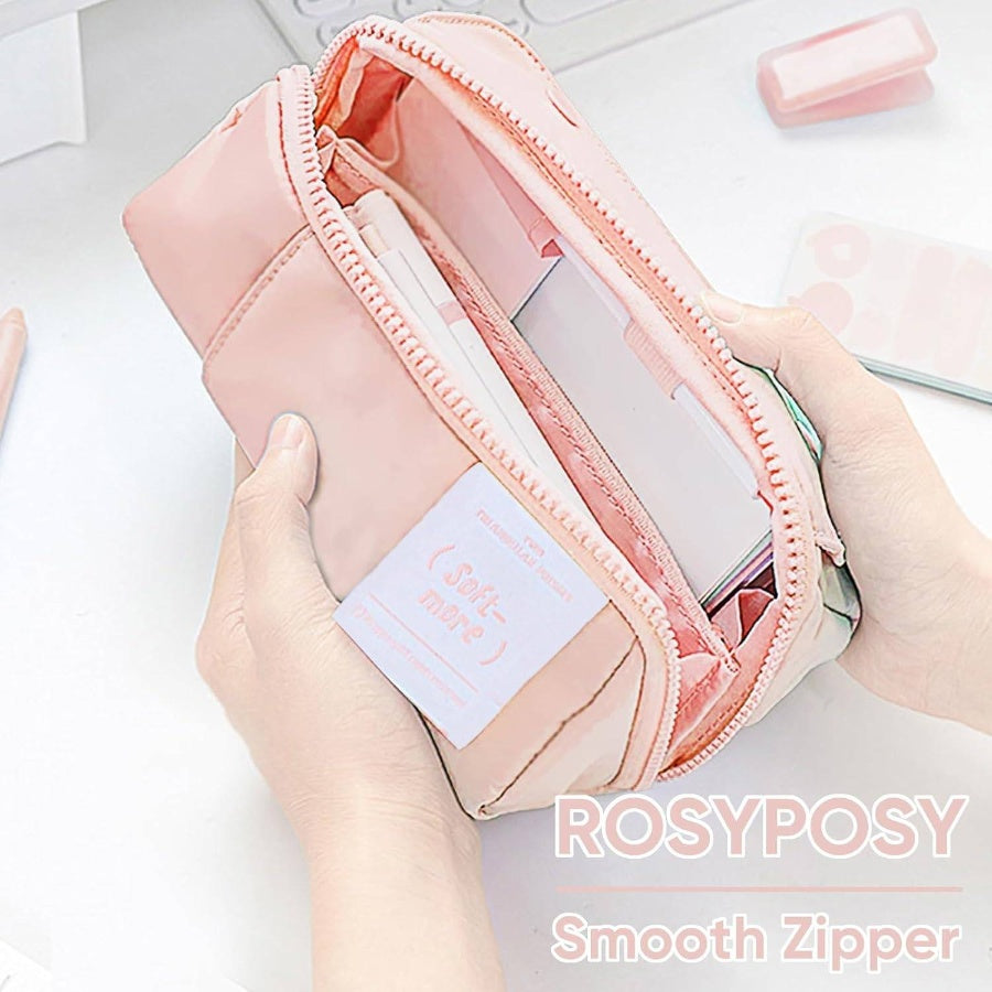 ROSYPOSY Softmore Pencil, Two Triangular Prisms Cute Pencil Bag School Girls Office, Pink