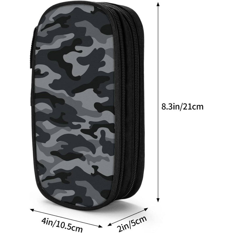 Large Capacity Camouflage Pencil Case with Multi-Compartment Organizer - Durable Zippered School