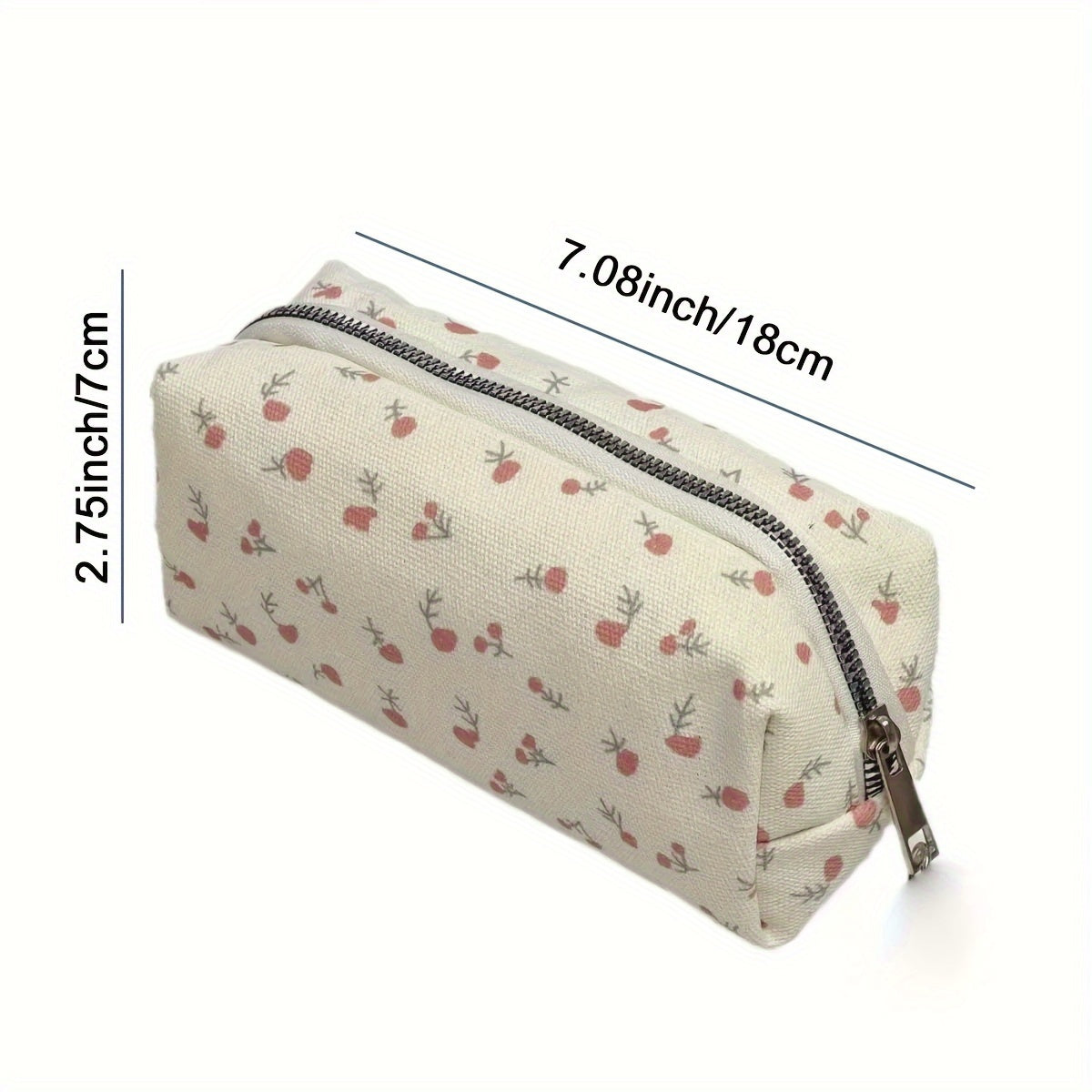 Chic Floral Pencil Case - Durable Polyester, Multi-Use Zippered Pouch for Office Supplies & Makeup Storage