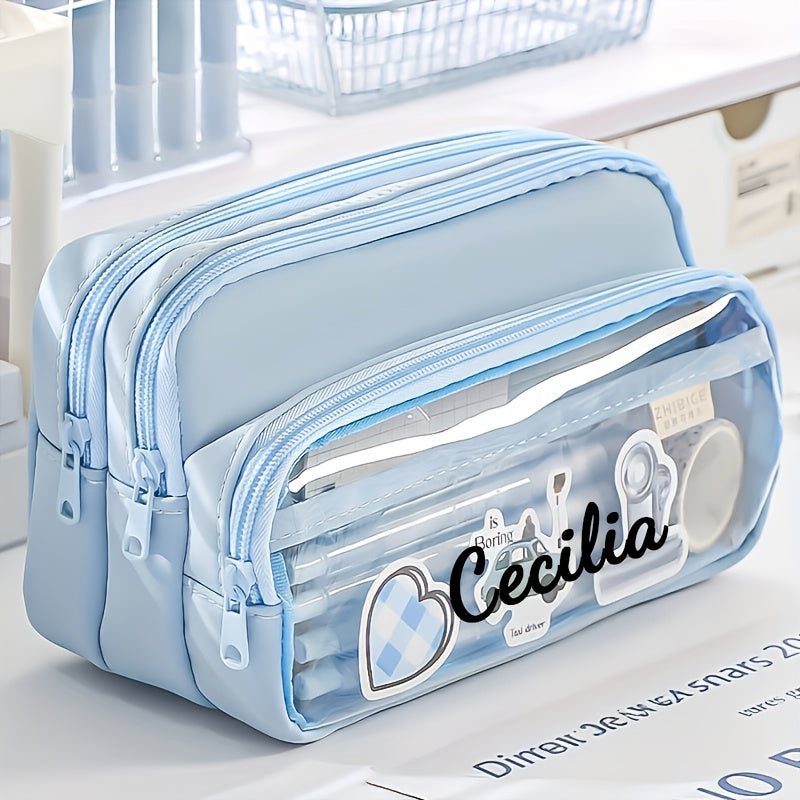Personalized Light Blue Pen Case with