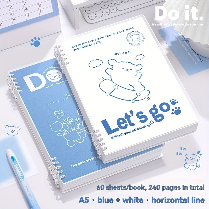 Set of Cartoon Line Puppy Loose-Leaf Notebooks