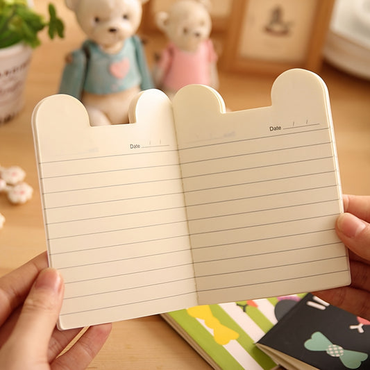 4pcs Cute Animal Mini Steno Pads Cartoon Softcover Notebook Creative Dual-Purpose Office Study Gift Set