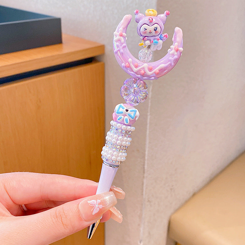 5pcs Sanrio HelloKitty Beaded pen Anime for my melody Crystal Sparkling Diamond Rotating Neutral Pen