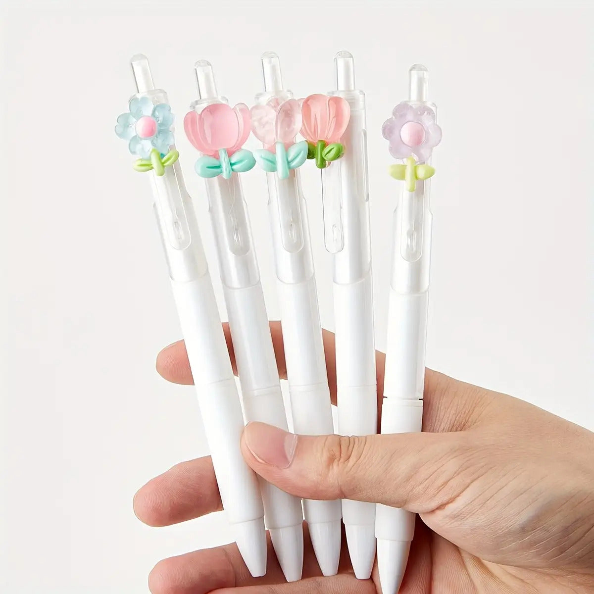 3pcs\u002F5pcs 5\u002F3-Pack of Retractable Gel Pens with Floral Designs