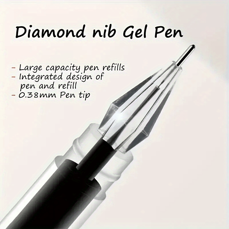 A Pack of 15 Diamond Tip Gel Pens with 0.38Mm Fine Tip, Large Capacity