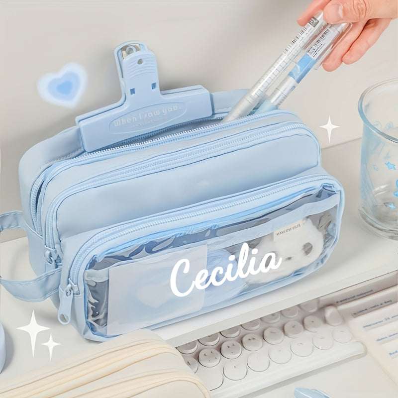 Personalized Light Blue Pen Case with