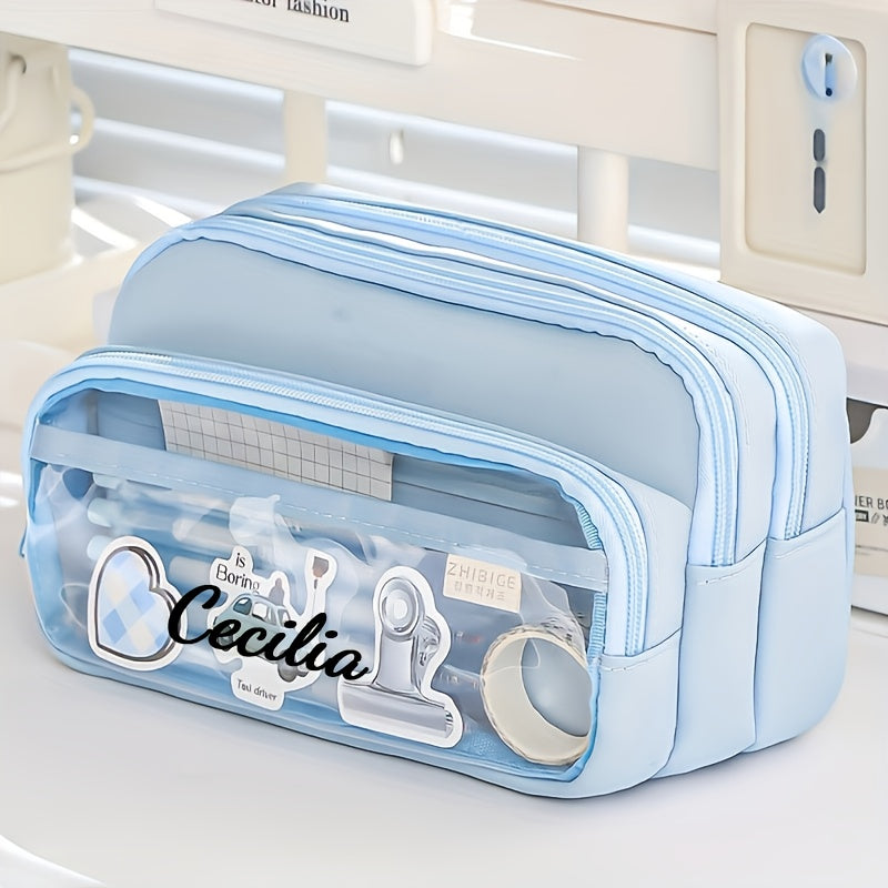Personalized Light Blue Pen Case with