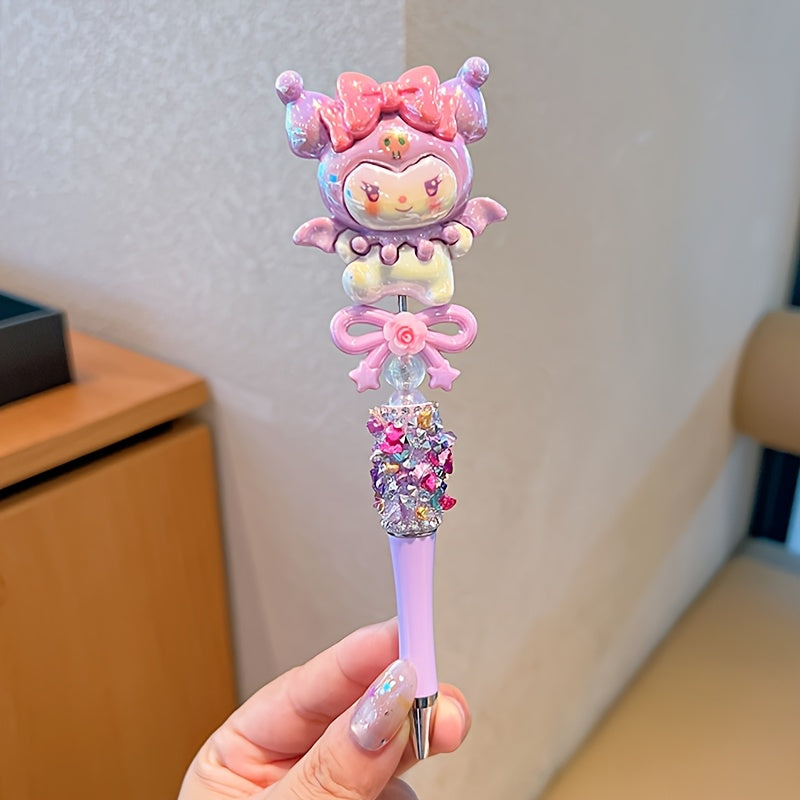 hellokitty for kuromi for my melody Artificial Jade Dog Rotating Telescopic Round Ballpoint Pen