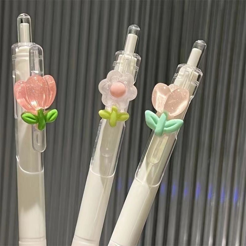 3pcs\u002F5pcs 5\u002F3-Pack of Retractable Gel Pens with Floral Designs