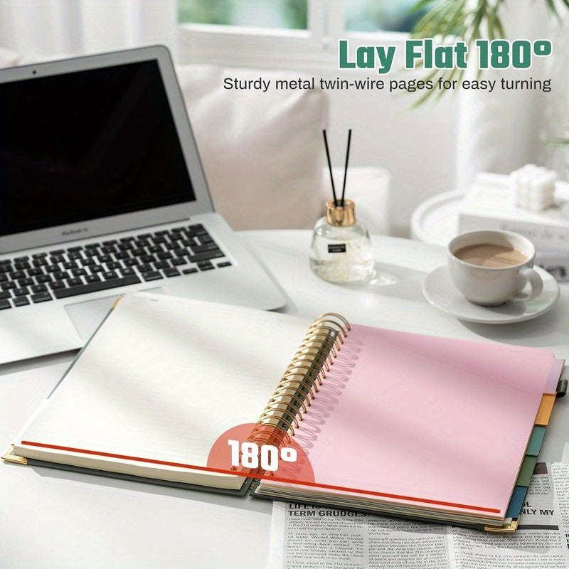 Pink Floral Hardcover Spiral Notebook - 240 Pages