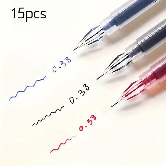 A Pack of 15 Diamond Tip Gel Pens with 0.38Mm Fine Tip, Large Capacity