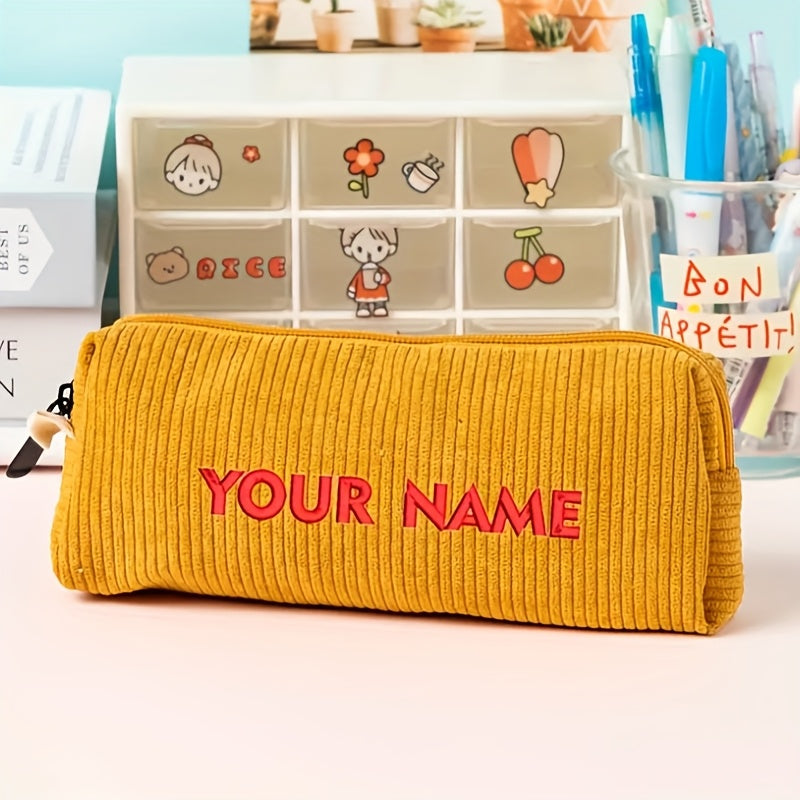 Cute Pencil Case Customizable Corduroy Pencil Case | Multi-Color Soft Textured Fabric