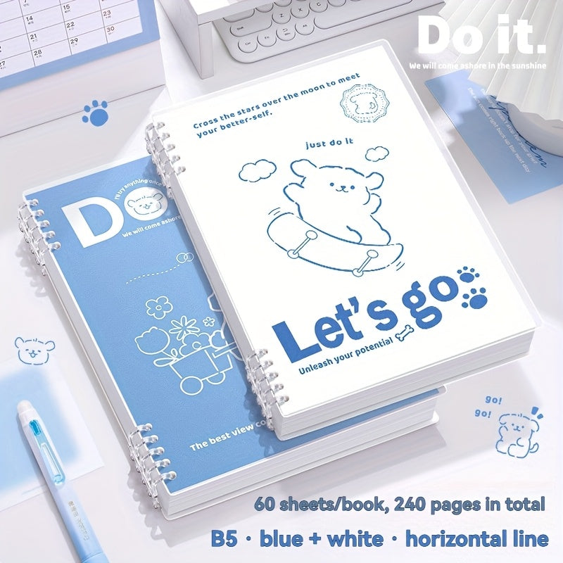 Set of Cartoon Line Puppy Loose-Leaf Notebooks