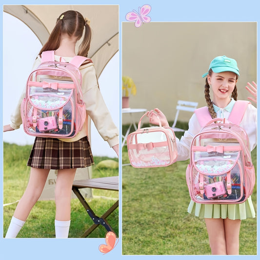 Clear Backpack for Girls and Boys 2 count Bookbag Stadium Approved Daypack Transparent School Bag