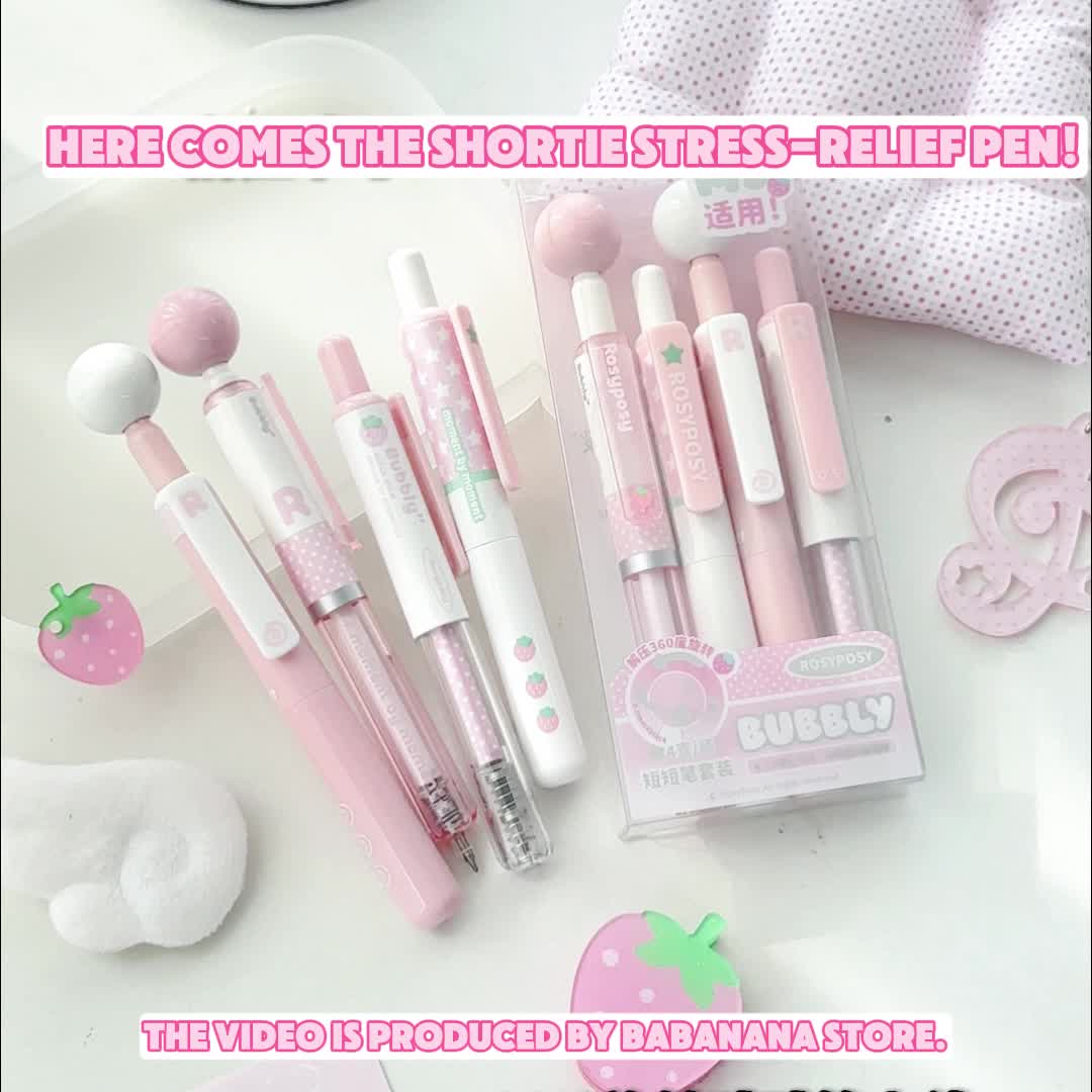 4pcs, Cute Short Cs-Nib Rotating Ball Stress-Relief Ballpoint Pen Set