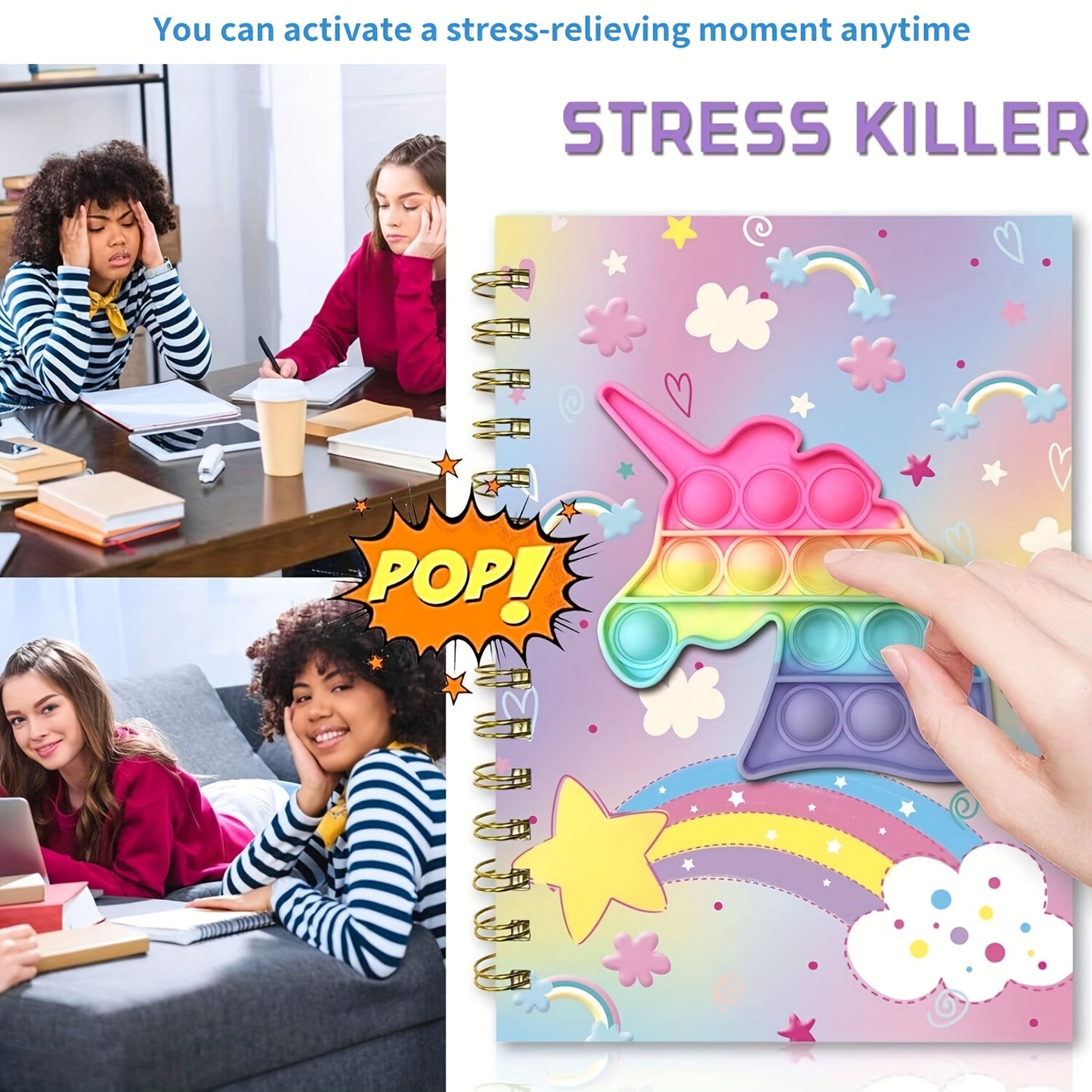 2pcs Unzipped Notebook Set, One 8.5X5.3-Inch Notebook with 80 Sheets And 160 Pages