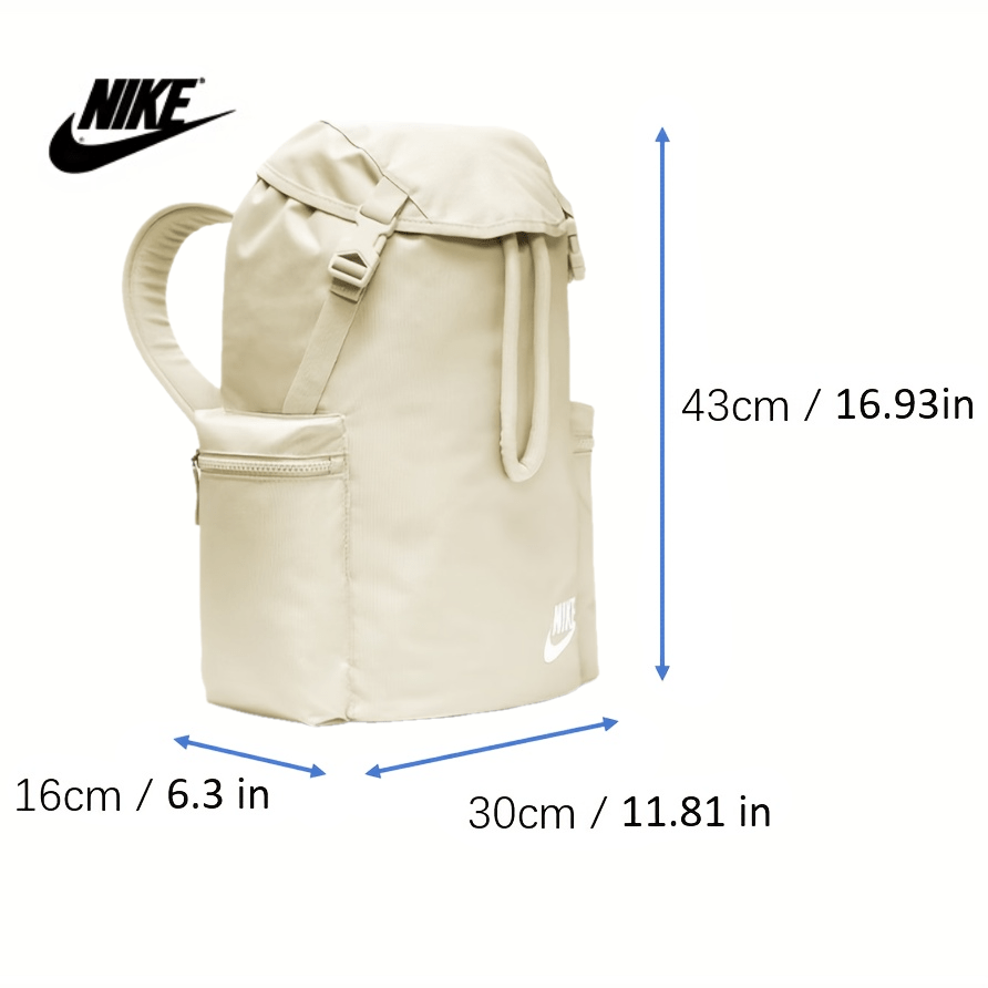 Nike Heritage Trendy Sports Backpack, Unisex Couple Style Brown & White BA6150-104