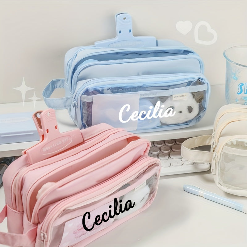Personalized Light Blue Pen Case with
