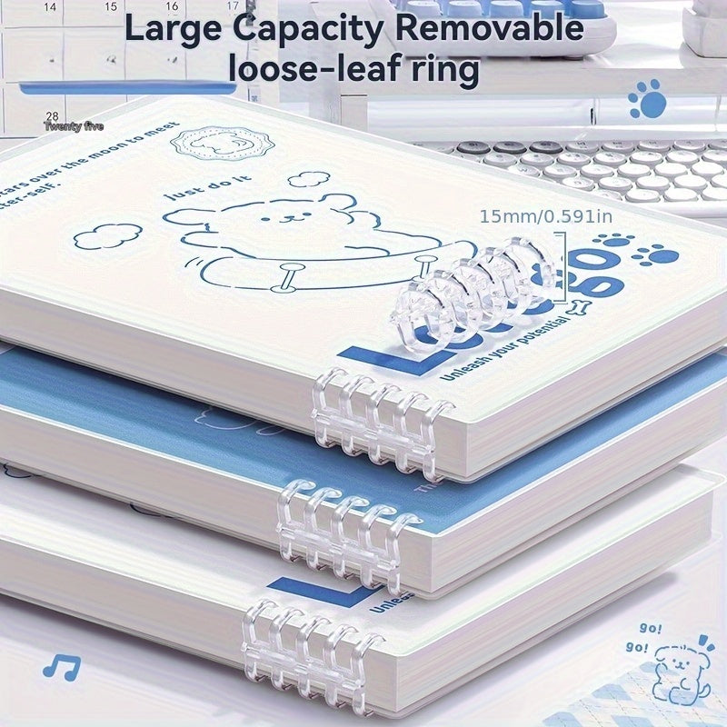 Set of Cartoon Line Puppy Loose-Leaf Notebooks