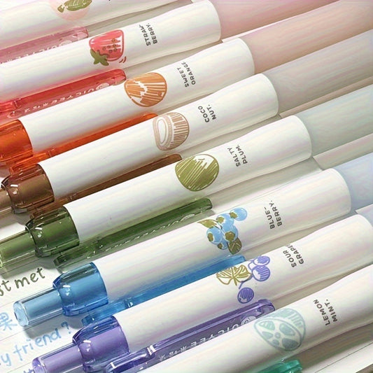 8pcs Colors Gel Pen Set, Plastic Quick-Drying 0.5mm Medium Point Super Soft Grip for Diary